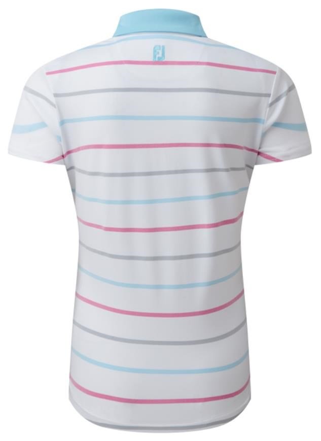 FootJoy Birdseye Stripe Smooth Jacquard dames polo, wit/blauw
