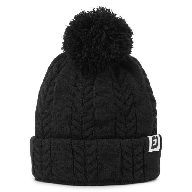 FootJoy Women's Cable Knit Bobble dames wintermuts, zwart