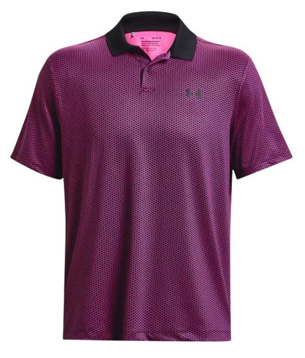 Under Armour Performance 3.0 Printed heren polo, zwart/roze