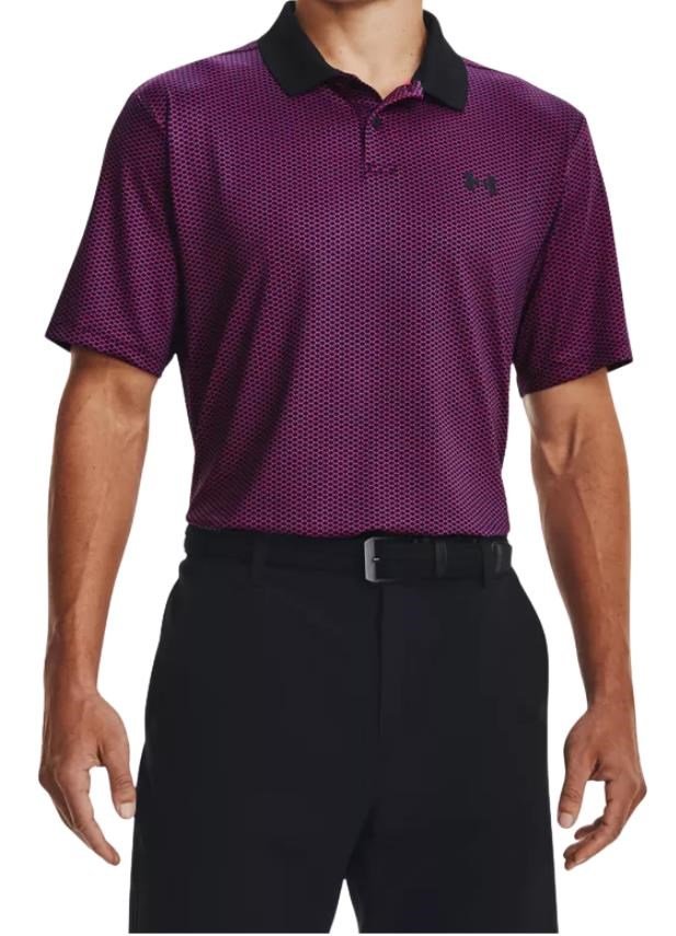 Under Armour Performance 3.0 Printed heren polo, zwart/roze