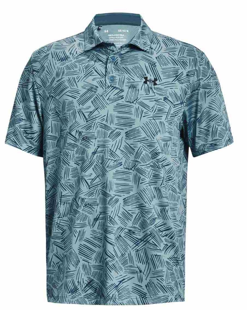 Under Armour Playoff 3.0 Printed heren polo, still water/static blue