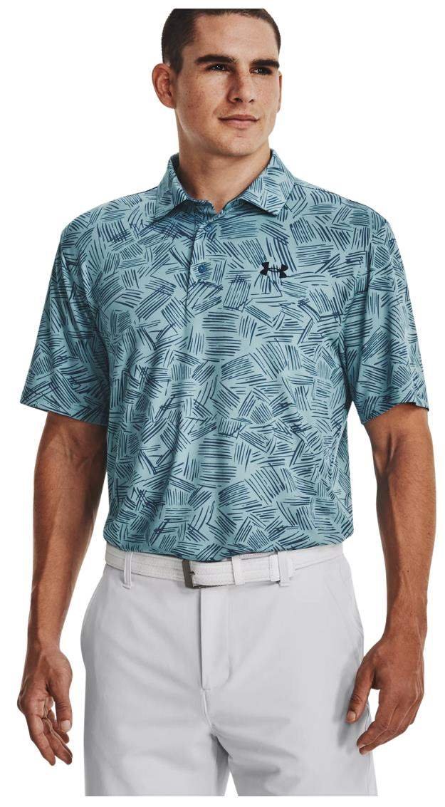 Under Armour Playoff 3.0 Printed heren polo, still water/static blue