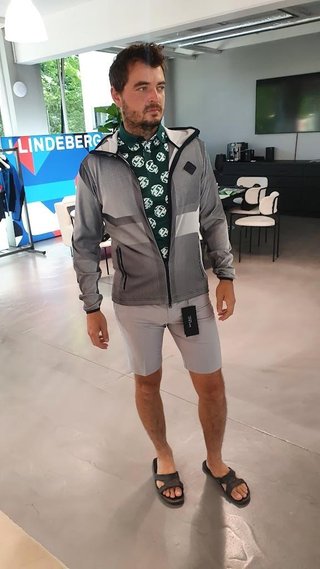 J.Lindeberg Jacquard heren hoodie, navy