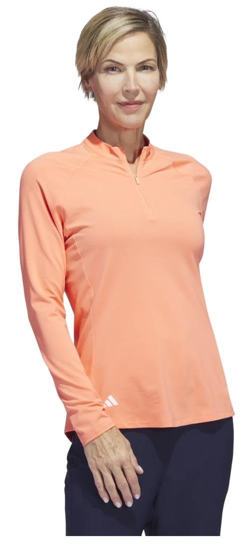 Adidas Solid Quarter Zip Long Sleeve dames sweatshirt, coral fusion