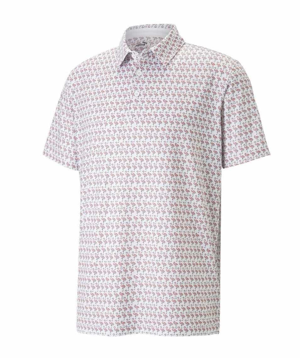 Puma Mattr Flamingo heren polo, bright white/flamingo pink
