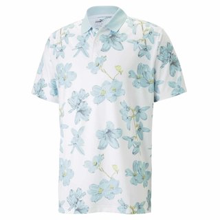 Puma Mattr Verdant heren polo, bright white/tropical aqua