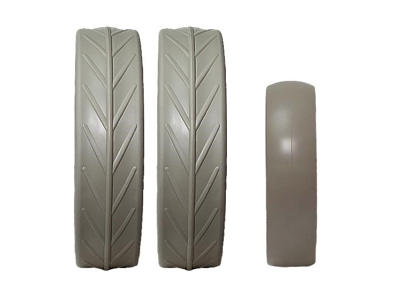 JuCad tires - 2 achterwielen, 1 voorwiel, grijs