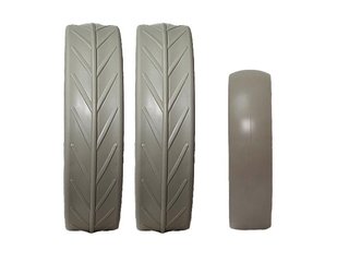 JuCad tires - 2 achterwielen, 1 voorwiel, grijs