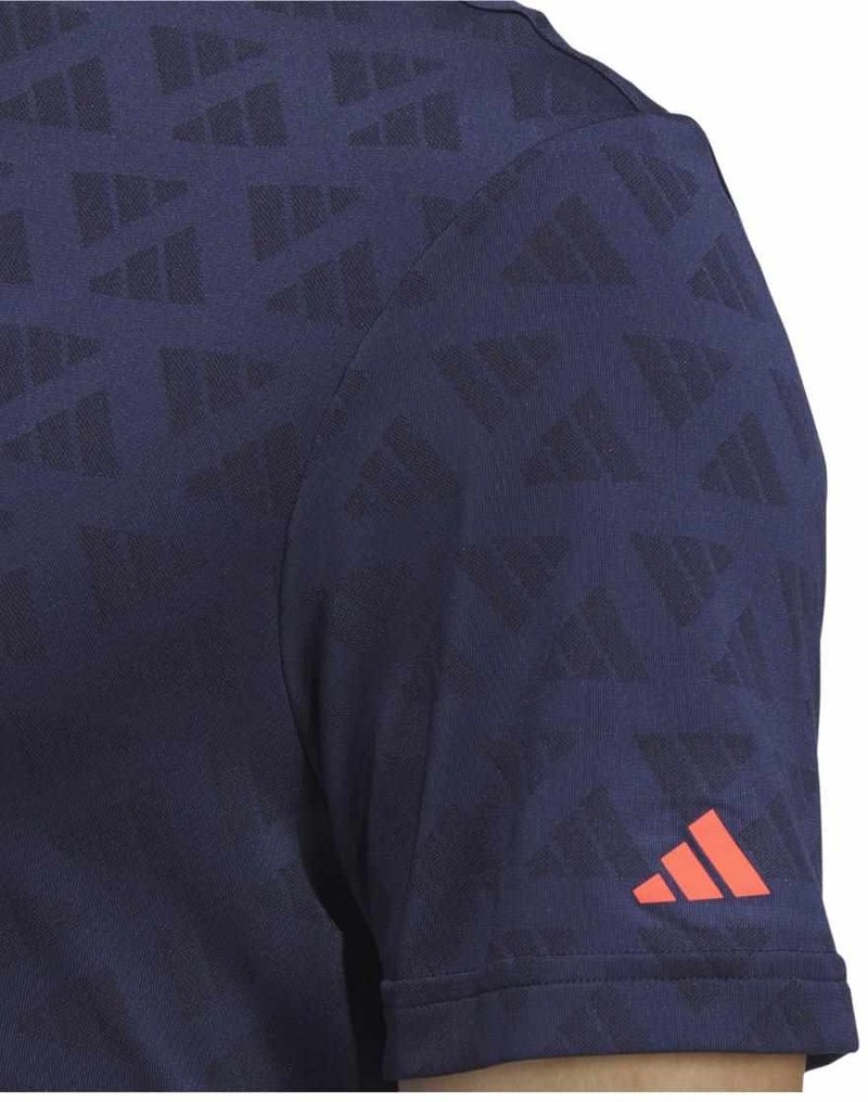 Adidas Adi Jacquard Mock heren polo, zwart/collegiate navy