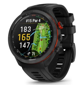 Garmin Approach S70 47mm GPS-horloge, keramische lunette zwart/siliconen band zwart