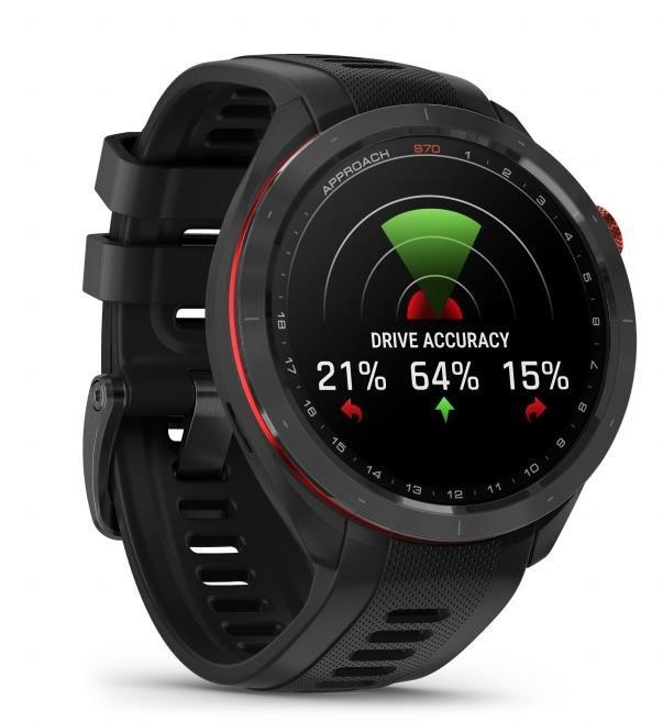 Garmin Approach S70 47mm GPS-horloge, keramische lunette zwart/siliconen band zwart