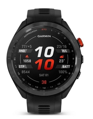 Garmin Approach S70 47mm GPS-horloge, keramische lunette zwart/siliconen band zwart