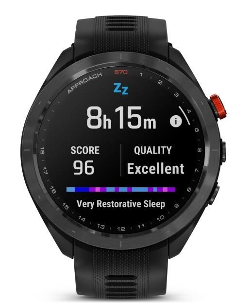 Garmin Approach S70 47mm GPS-horloge, keramische lunette zwart/siliconen band zwart