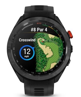 Garmin Approach S70 47mm GPS-horloge, keramische lunette zwart/siliconen band zwart