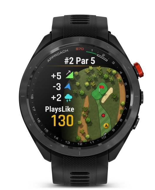 Garmin Approach S70 47mm GPS-horloge, keramische lunette zwart/siliconen band zwart