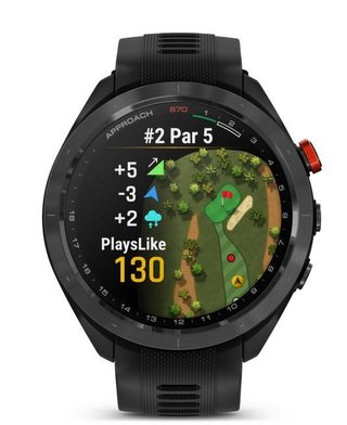 Garmin Approach S70 47mm GPS-horloge, keramische lunette zwart/siliconen band zwart