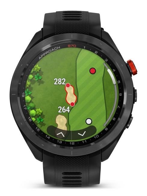Garmin Approach S70 47mm GPS-horloge, keramische lunette zwart/siliconen band zwart