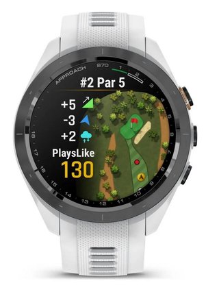 Garmin Approach S70 42mm GPS-horloge, keramische zwarte lunette/witte siliconen band