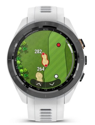 Garmin Approach S70 42mm GPS-horloge, keramische zwarte lunette/witte siliconen band