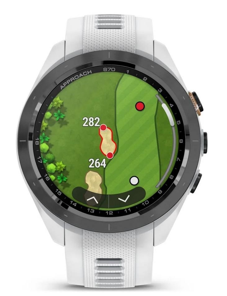 Garmin Approach S70 42mm GPS-horloge, keramische zwarte lunette/witte siliconen band