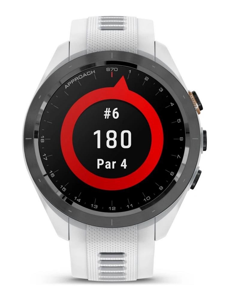 Garmin Approach S70 42mm GPS-horloge, keramische zwarte lunette/witte siliconen band