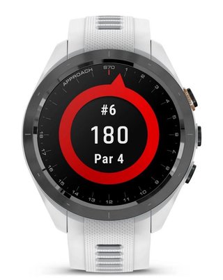 Garmin Approach S70 42mm GPS-horloge, keramische zwarte lunette/witte siliconen band