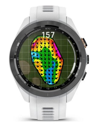 Garmin Approach S70 42mm GPS-horloge, keramische zwarte lunette/witte siliconen band