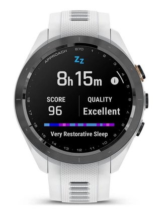 Garmin Approach S70 42mm GPS-horloge, keramische zwarte lunette/witte siliconen band