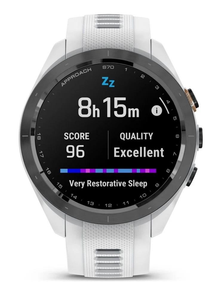 Garmin Approach S70 42mm GPS-horloge, keramische zwarte lunette/witte siliconen band