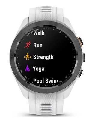 Garmin Approach S70 42mm GPS-horloge, keramische zwarte lunette/witte siliconen band