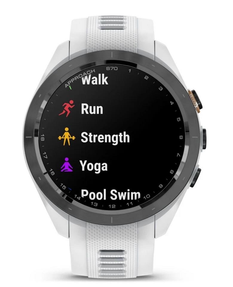 Garmin Approach S70 42mm GPS-horloge, keramische zwarte lunette/witte siliconen band