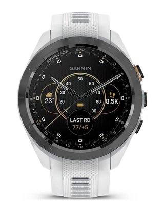 Garmin Approach S70 42mm GPS-horloge, keramische zwarte lunette/witte siliconen band