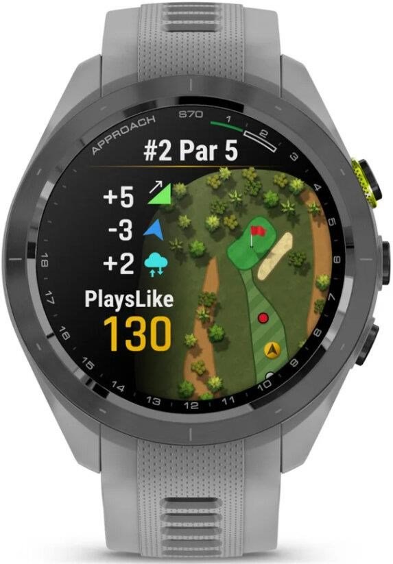 Garmin Approach S70 42mm GPS-horloge, keramische lunette zwart/siliconen band poedergrijs