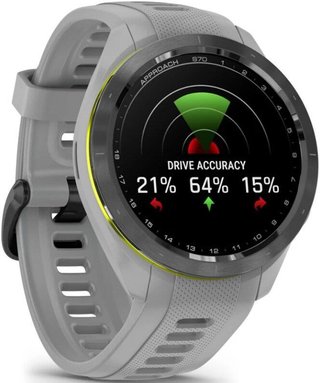 Garmin Approach S70 42mm GPS-horloge, keramische lunette zwart/siliconen band poedergrijs
