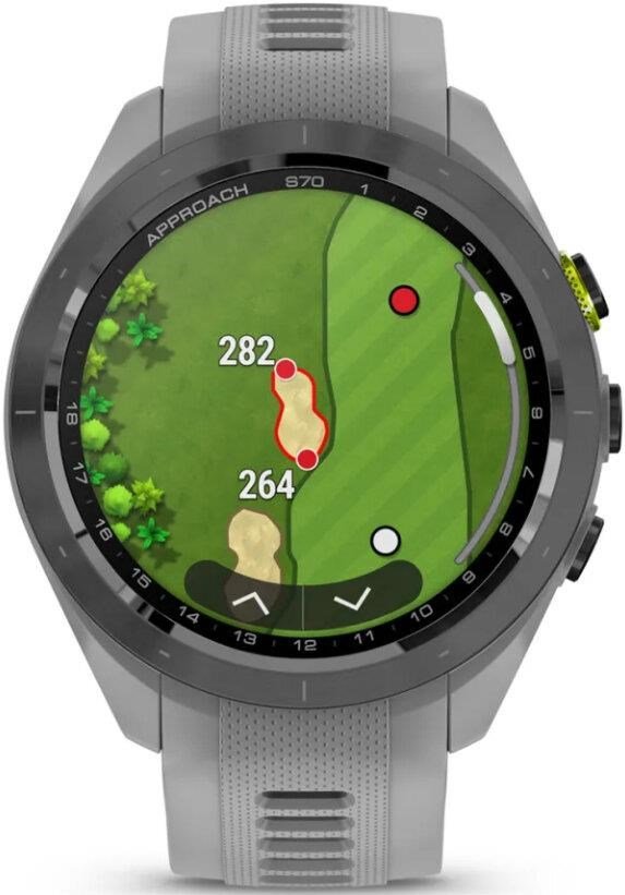 Garmin Approach S70 42mm GPS-horloge, keramische lunette zwart/siliconen band poedergrijs