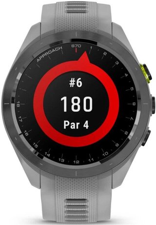Garmin Approach S70 42mm GPS-horloge, keramische lunette zwart/siliconen band poedergrijs