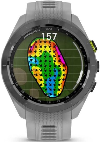 Garmin Approach S70 42mm GPS-horloge, keramische lunette zwart/siliconen band poedergrijs