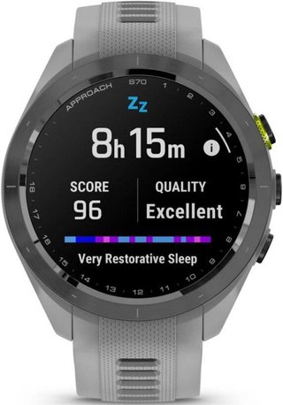 Garmin Approach S70 42mm GPS-horloge, keramische lunette zwart/siliconen band poedergrijs