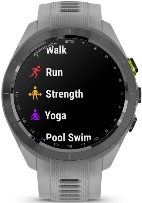 Garmin Approach S70 42mm GPS-horloge, keramische lunette zwart/siliconen band poedergrijs