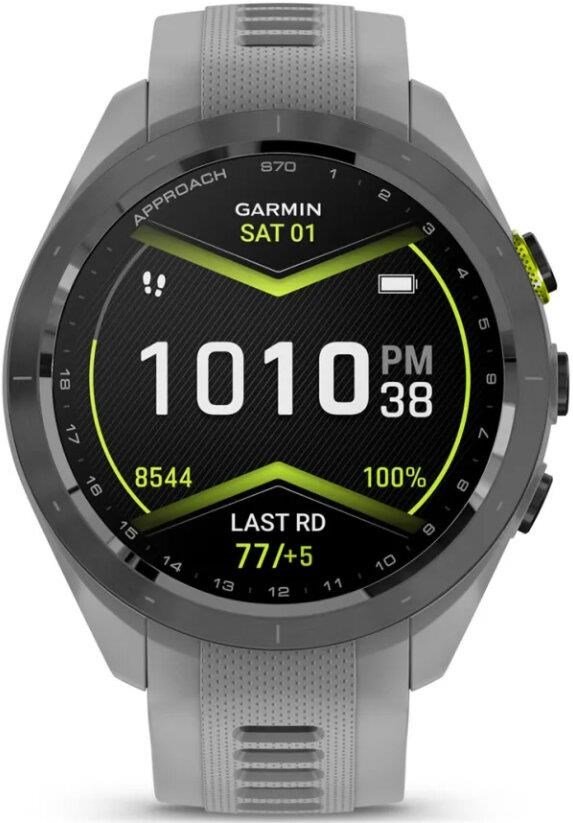 Garmin Approach S70 42mm GPS-horloge, keramische lunette zwart/siliconen band poedergrijs