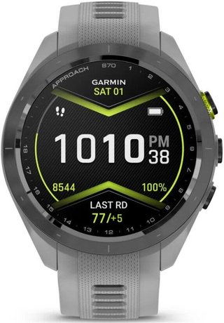 Garmin Approach S70 42mm GPS-horloge, keramische lunette zwart/siliconen band poedergrijs