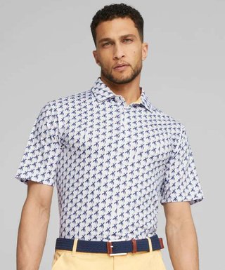 Puma Mattr Palms heren polo, white glow/navy blazer