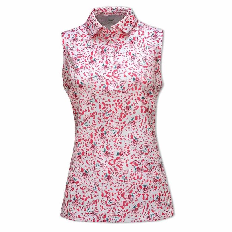 Puma Mattr Mariposa SL dames polo, strawberry burst/bold blue