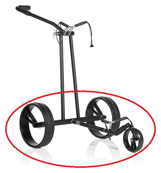 JuCad Complete Wheel Set (3) voor PHANTOM TITAN elektrische trolleys (velgen en banden), titanium