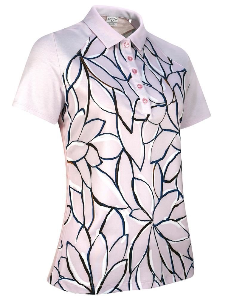 Callaway Linear Floral dames polo, pink nectar