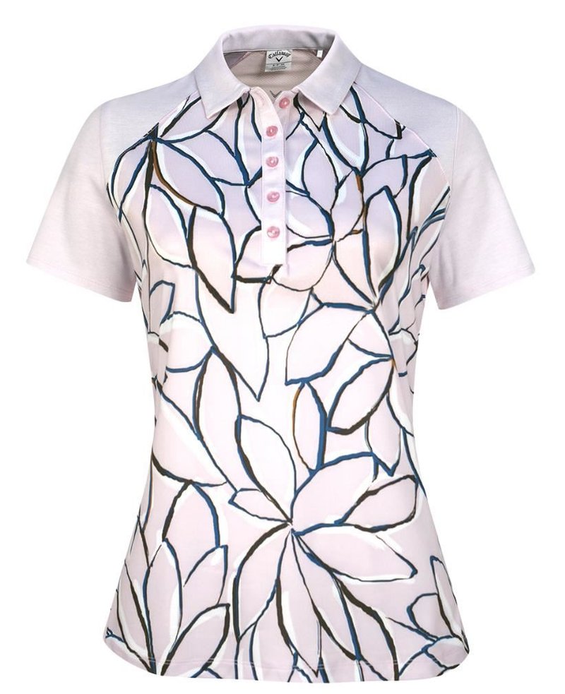 Callaway Linear Floral dames polo, pink nectar