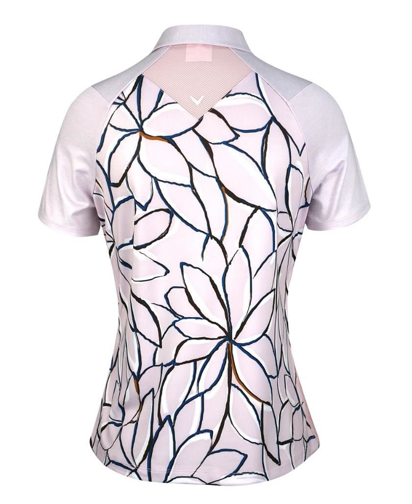 Callaway Linear Floral dames polo, pink nectar