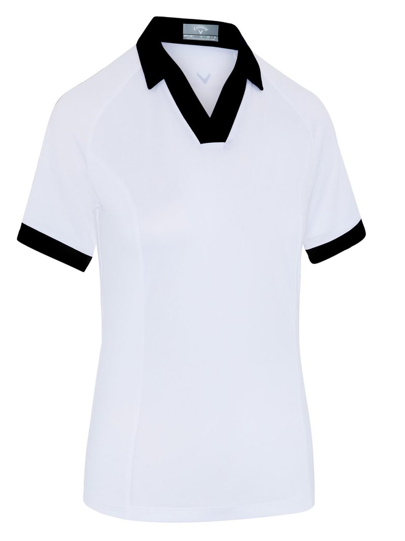 Callaway V-Placket Colorblock dames polo, brilliant white/caviar