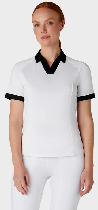 Callaway V-Placket Colorblock dames polo, brilliant white/caviar
