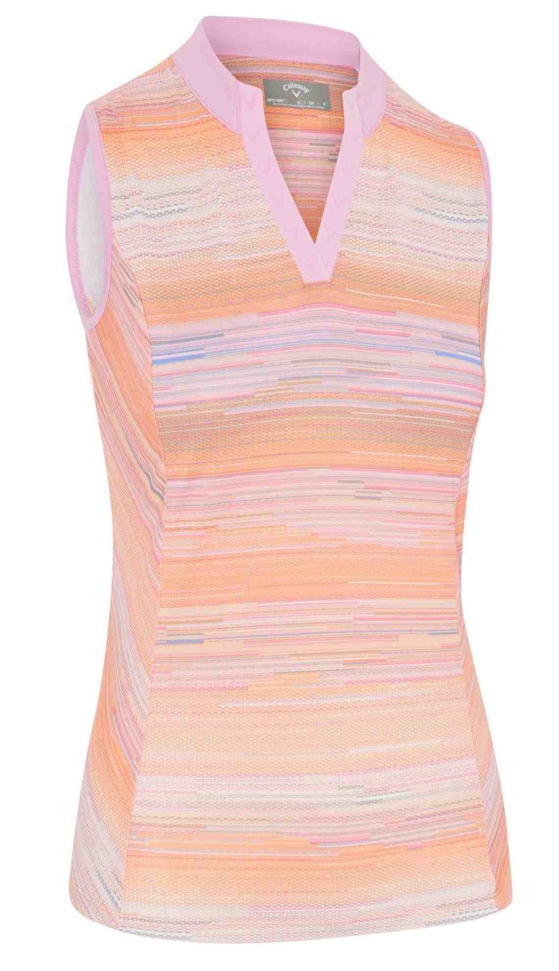Callaway Striped Sleeveless dames polo, papaya